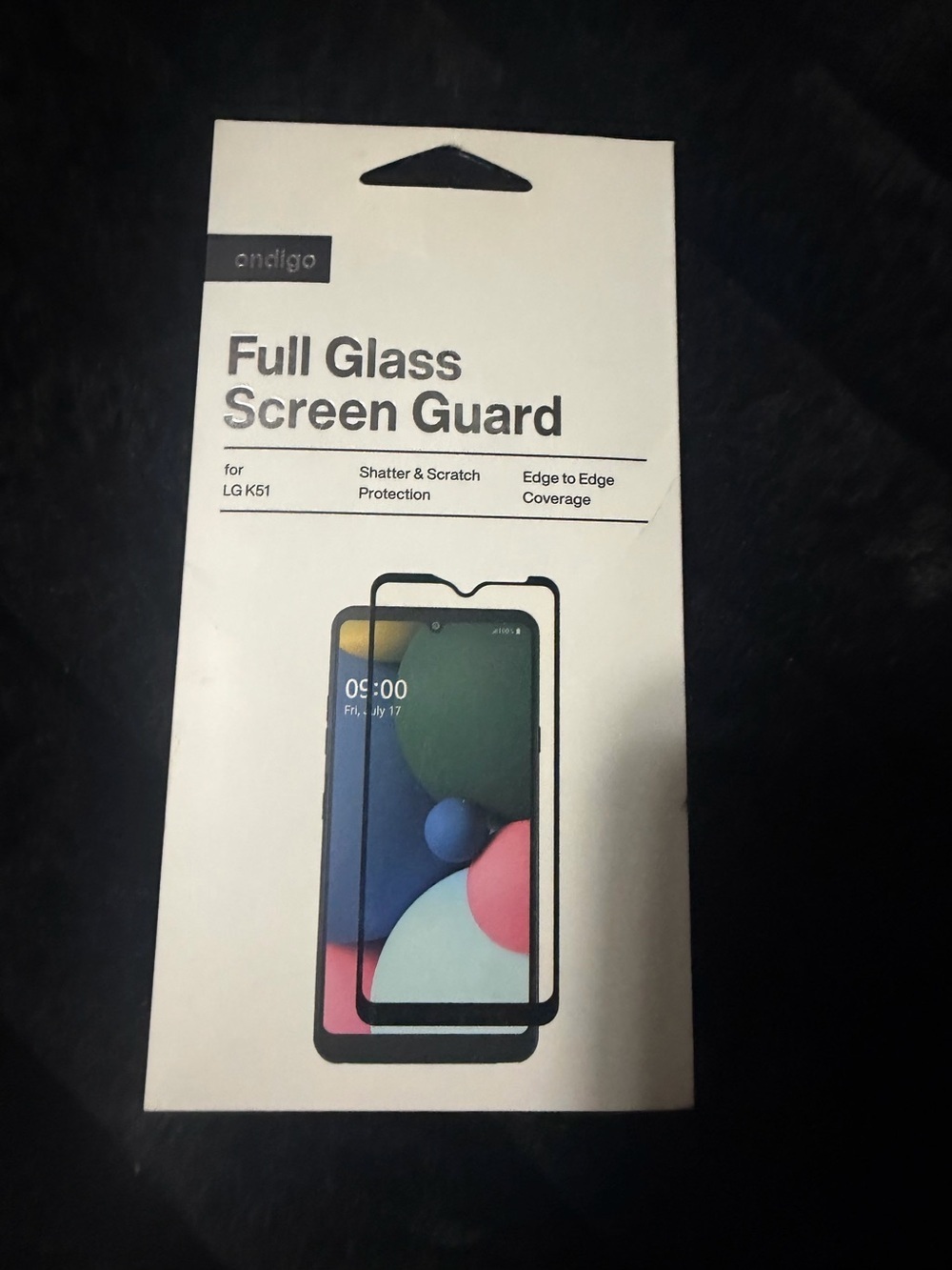 Ondigo full glass screen guard for the LG K51 smartphone